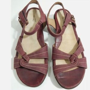 Dansko Red Leather Ankle Strap Sandals